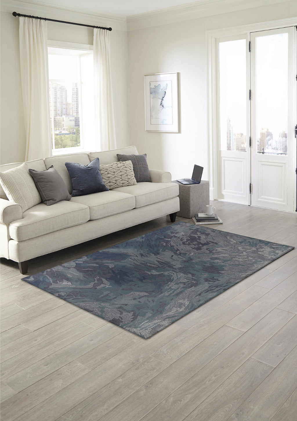 Trans Ocean Corsica 9151/93 Storm Blue Area Rug by Liora Manne Room Scene Image Feature