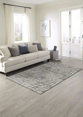 Trans Ocean Savannah 9512/47 Grid Grey Area Rug by Liora Manne Room Scene Image Feature