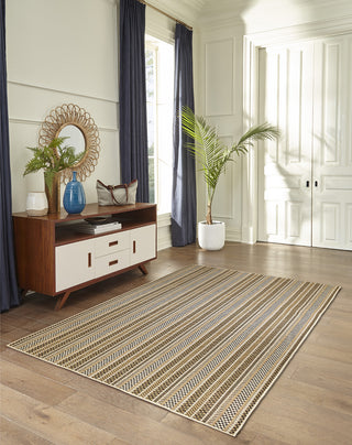 Trans Ocean Carmel 8473/12 Rope Stripe Tan Area Rug by Liora Manne