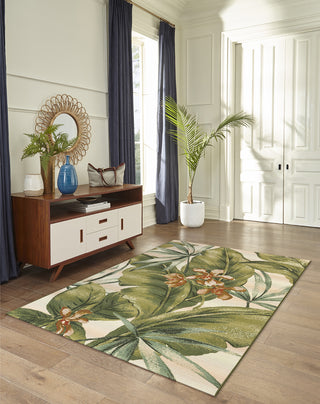 Trans Ocean Marina 8064/12 Tropical Leaf Ivory Area Rug by Liora Manne