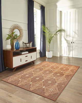 Trans Ocean Patio 6064/24 Suzani Diamonds Red Area Rug by Liora Manne