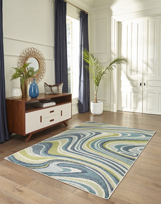 Trans Ocean Portofino 7081/04 Tides Blue Area Rug by Liora Manne