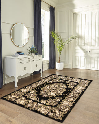 Trans Ocean Aurora 2859/48 Aubusson Black Area Rug by Liora Manne