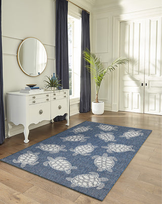 Trans Ocean Carmel 8413/33 Seaturtles Navy Area Rug by Liora Manne