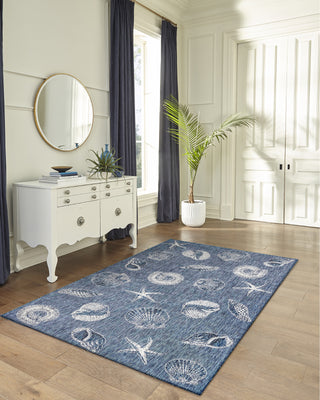 Trans Ocean Carmel 8414/33 Shells Navy Area Rug by Liora Manne