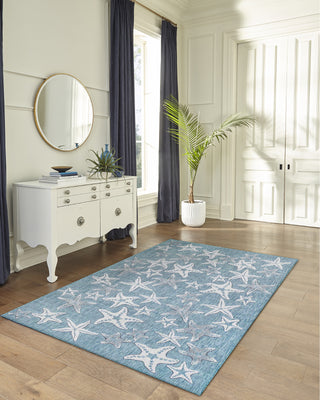 Trans Ocean Carmel 8415/04 Starfish Blue Area Rug by Liora Manne