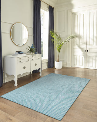 Trans Ocean Carmel 8422/04 Texture Stripe Blue Area Rug by Liora Manne