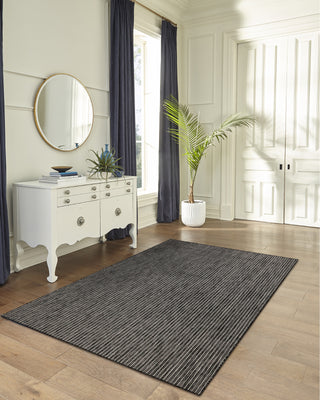 Trans Ocean Carmel 8422/48 Texture Stripe Black Area Rug by Liora Manne