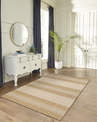 Trans Ocean Carmel 8435/12 Stripe Khaki Area Rug by Liora Manne