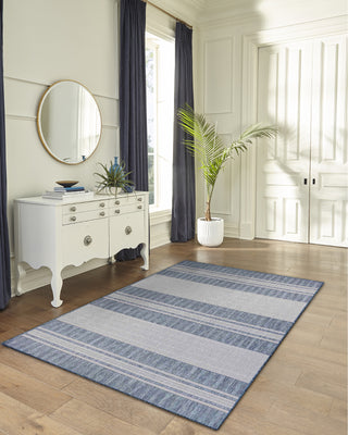 Trans Ocean Carmel 8435/33 Stripe Navy Area Rug by Liora Manne