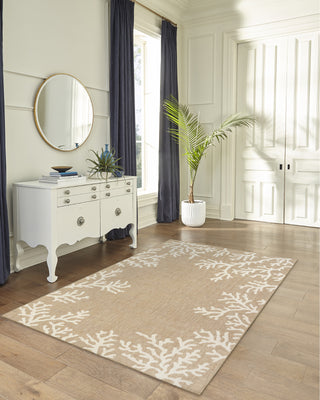 Trans Ocean Carmel 8448/12 Coral Border Beige Area Rug by Liora Manne