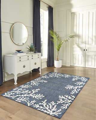 Trans Ocean Carmel 8448/33 Coral Border Blue Area Rug by Liora Manne