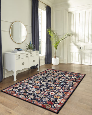 Trans Ocean Fresco 6133/33 Vintage Floral Navy Area Rug by Liora Manne