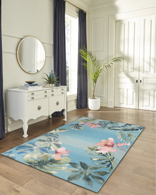 Trans Ocean Marina 8087/04 Tropical Border Blue Area Rug by Liora Manne