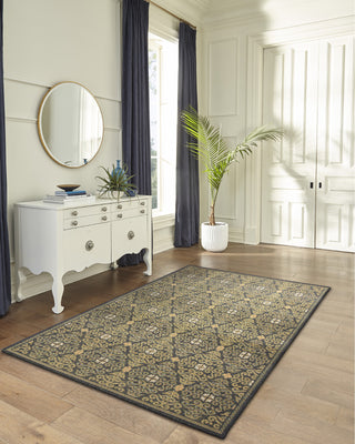 Trans Ocean Patio 6064/94 Suzani Diamonds Navy Area Rug by Liora Manne