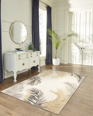 Trans Ocean Portofino 7082/12 Palm Border Natural Area Rug by Liora Manne