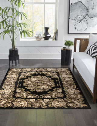 Trans Ocean Aurora 2859/48 Aubusson Black Area Rug by Liora Manne