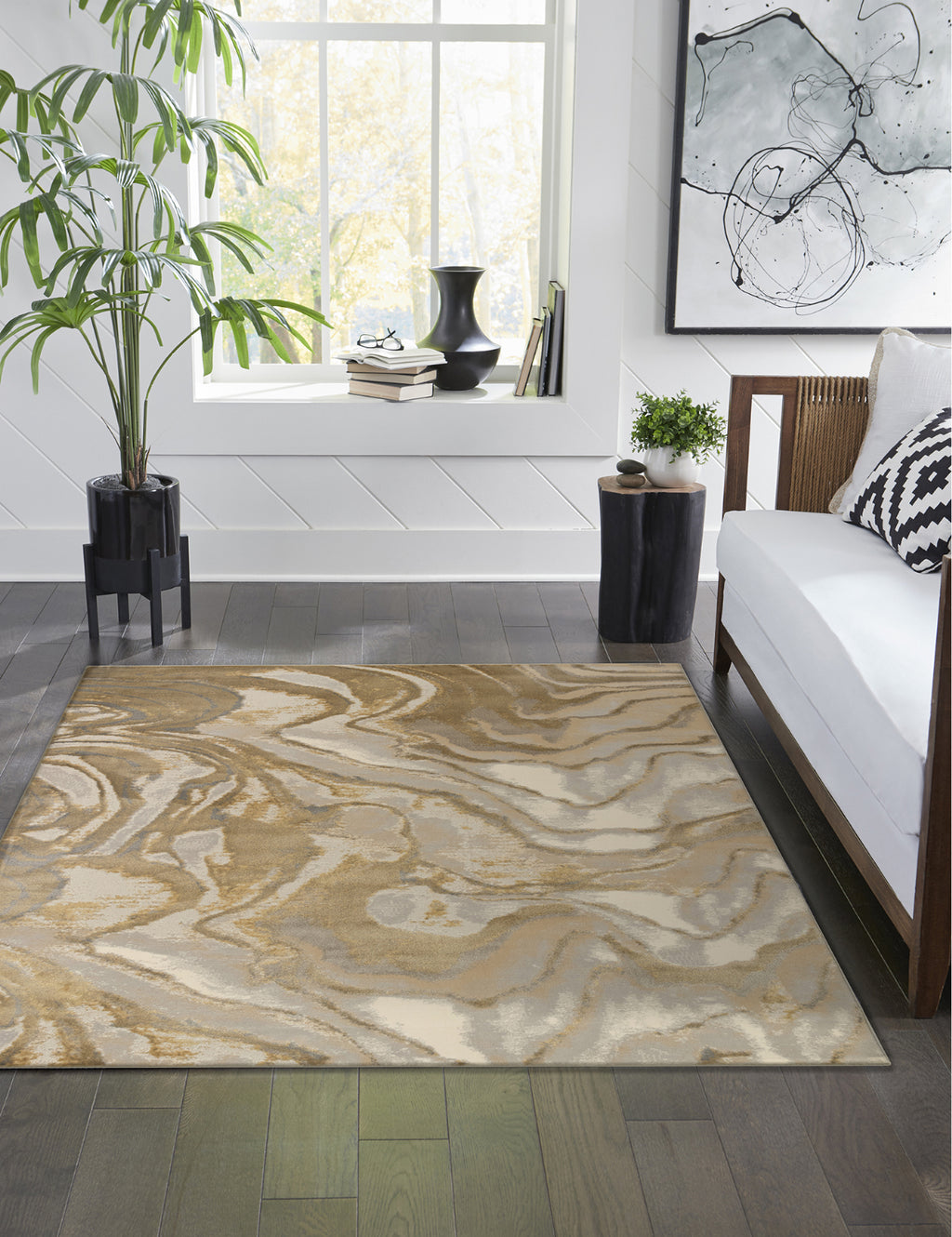 Trans Ocean Soho 7100/09 Agate Gold Area Rug by Liora Manne Room Scene Image Feature