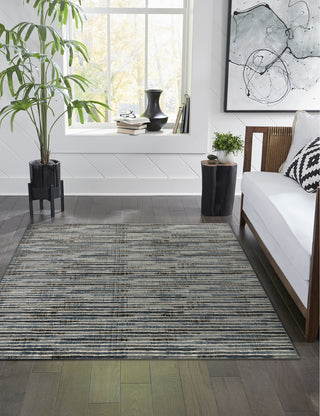 Trans Ocean Soho 7116/03 Stripe Blue Area Rug by Liora Manne Room Scene Image Feature