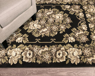 Trans Ocean Aurora 2859/48 Aubusson Black Area Rug by Liora Manne Room Scene Image Feature