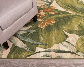 Trans Ocean Marina 8064/12 Tropical Leaf Ivory Area Rug by Liora Manne