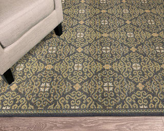 Trans Ocean Patio 6064/94 Suzani Diamonds Navy Area Rug by Liora Manne