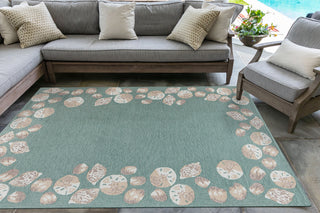 Trans Ocean Capri 1723/04 Seashell Border Blue Area Rug by Liora Manne