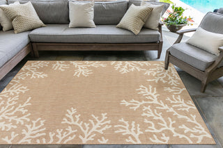 Trans Ocean Carmel 8448/12 Coral Border Beige Area Rug by Liora Manne