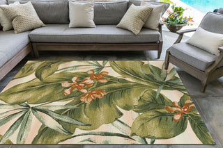 Trans Ocean Marina 8064/12 Tropical Leaf Ivory Area Rug by Liora Manne