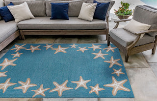 Trans Ocean Capri 1710/04 Starfish Border Blue Area Rug by Liora Manne