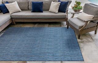 Trans Ocean Carmel 8422/33 Texture Stripe Navy Area Rug by Liora Manne