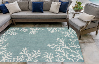 Trans Ocean Carmel 8448/04 Coral Border Blue Area Rug by Liora Manne