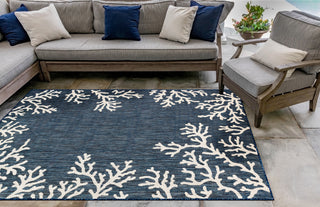 Trans Ocean Carmel 8448/33 Coral Border Blue Area Rug by Liora Manne