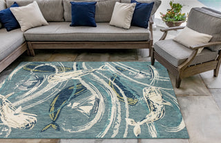 Trans Ocean Portofino 7072/04 Whale Tale Blue Area Rug by Liora Manne