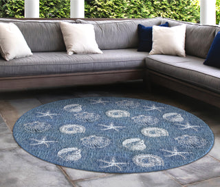 Trans Ocean Carmel 8414/33 Shells Navy Area Rug by Liora Manne