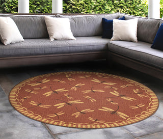 Trans Ocean Carmel 8440/24 Dragonfly Red Area Rug by Liora Manne