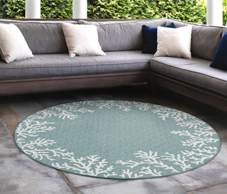 Trans Ocean Carmel 8448/04 Coral Border Blue Area Rug by Liora Manne