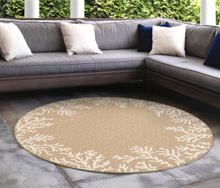 Trans Ocean Carmel 8448/12 Coral Border Beige Area Rug by Liora Manne