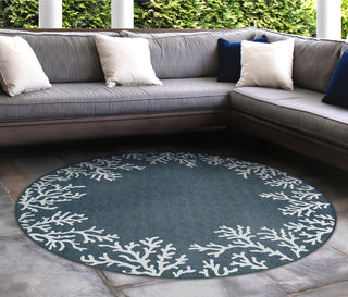 Trans Ocean Carmel 8448/33 Coral Border Blue Area Rug by Liora Manne