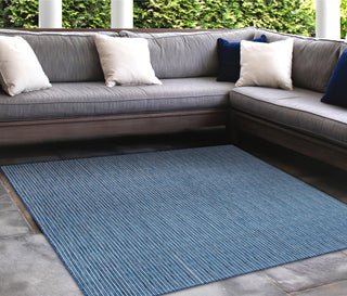 Trans Ocean Carmel 8422/33 Texture Stripe Navy Area Rug by Liora Manne