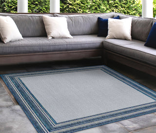 Trans Ocean Carmel 8425/33 Multi Border Navy Area Rug by Liora Manne