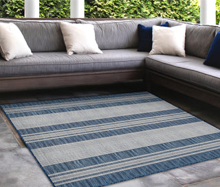 Trans Ocean Carmel 8435/33 Stripe Navy Area Rug by Liora Manne