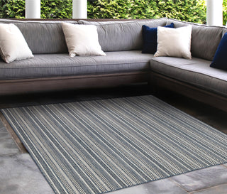 Trans Ocean Carmel 8473/33 Rope Stripe Navy Area Rug by Liora Manne