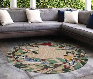 Trans Ocean Frontporch 4500/12 Bird Border Natural Area Rug by Liora Manne