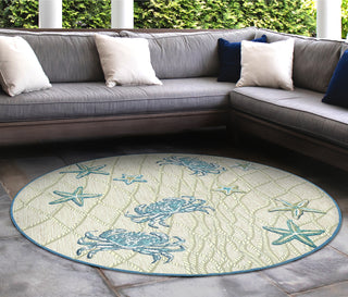 Trans Ocean Portofino 7069/04 Crab Net Blue Area Rug by Liora Manne