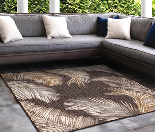 Trans Ocean Portofino 7082/48 Palm Border Black Area Rug by Liora Manne