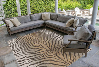 Trans Ocean Carmel 8431/12 Zebra Beige Area Rug by Liora Manne