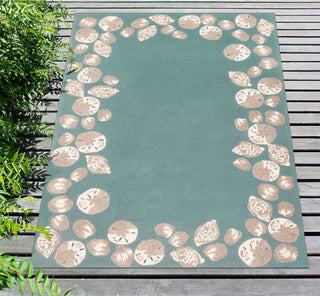 Trans Ocean Capri 1723/04 Seashell Border Blue Area Rug by Liora Manne