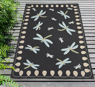 Trans Ocean Frontporch Dragonfly Black/Grey by Liora Manne