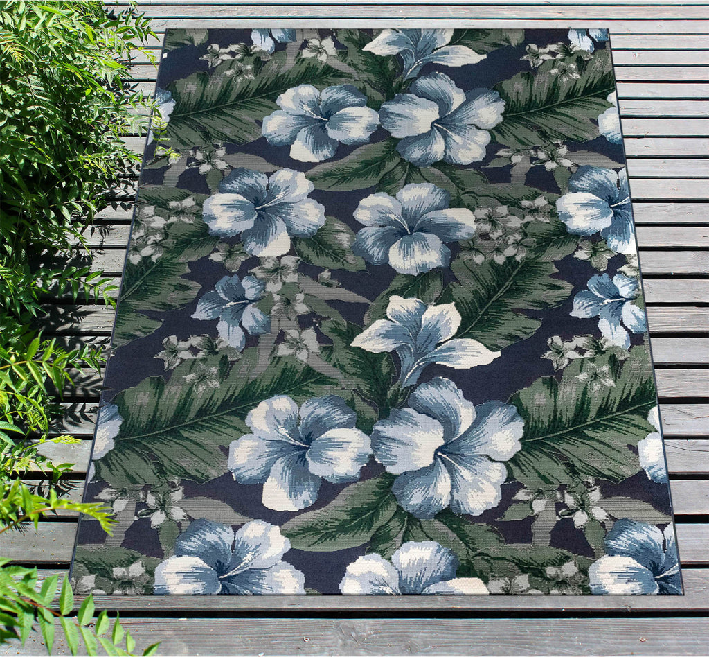 Trans Ocean Marina 8082/33 Floral Navy Area Rug by Liora Manne Room Scene Image Feature